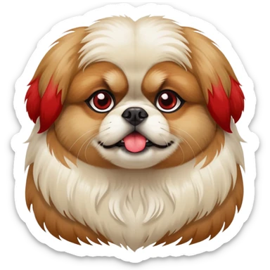 A pekingese dog with a red necklace  sticker