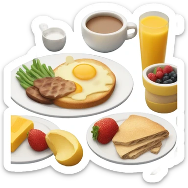 Breakfast in bed with flowers in a small vase  sticker
