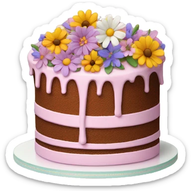 cake with flowers sticker