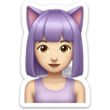 light-purple-blunt-bangs-short-mullet-hair-cat-ear-japanese-girl sticker