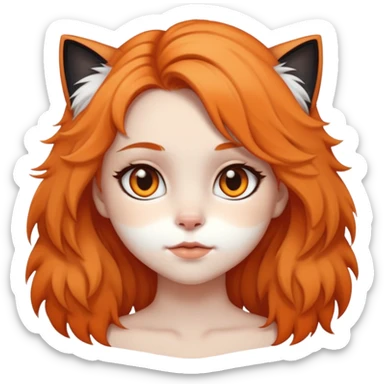 Girl with hair like a calico cat sticker