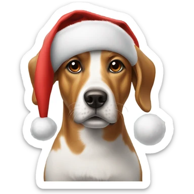 Dog wearing Christmas hat sticker