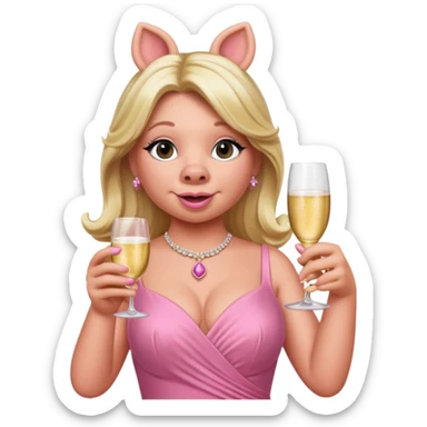 miss piggy pink champagne cheers  sticker