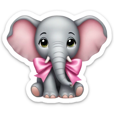 elephant baby pink bow sticker