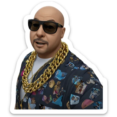 bald man with gold chain sticker