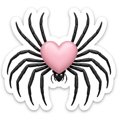 Light pink heart, black spider in the middle sticker
