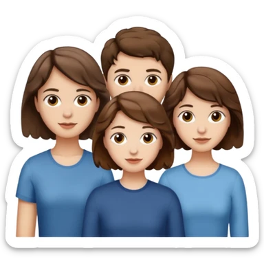 Throuple two women with short wavy brown hair, male with short brown hair sticker