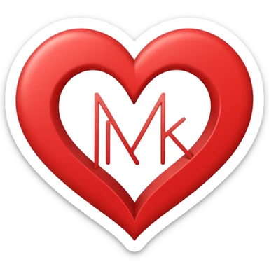 Minimalist illustration of a heart drawn with a single continuous line Integrated into the heart’s line, the letters ‘N’ and ‘K’ appear subtly, as part of the drawing itself sticker