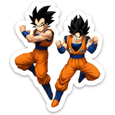 Goku doing the fusion dance with vegeta sticker