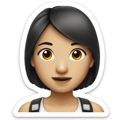 Asian girl with panda ears sticker