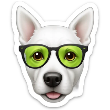white dog with lime glasses sticker