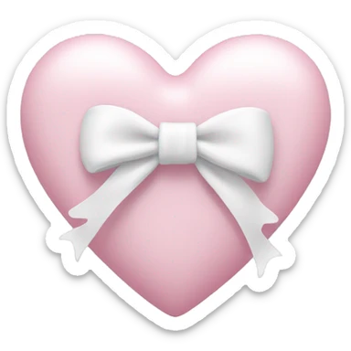 Pastel pink heart with white bow sticker