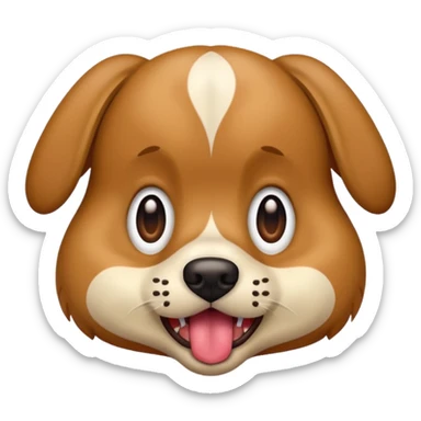 the dog sits at full height with a frightened face sticker