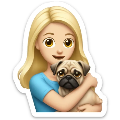 girl blonde with pug sticker