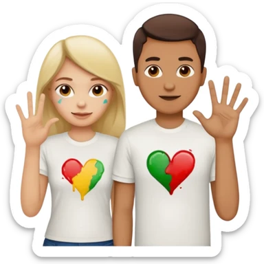 man has a shirt that says i love to finger paint and the womans shirt says am paint sticker