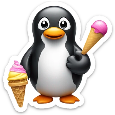 Pinguin with ice cream and Bikini sticker
