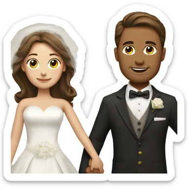 bride and groom groom with brown hair sticker