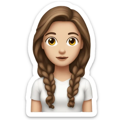 White girl with brown long hair and brown eyes sticker