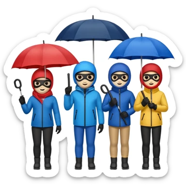 Ski mask people with umbrella  sticker