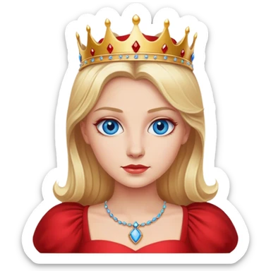 blonde queen blue eyes, red dress sticker