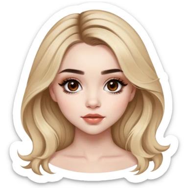 Blonde model with brown eyes, Sabrina carpenter style, luxury makeup sticker