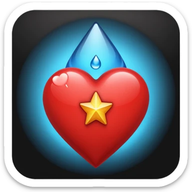 heart with a dark star and teardrop sticker