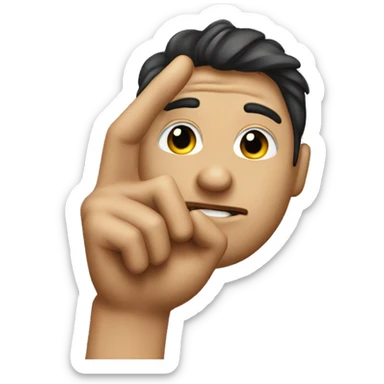 A Face holding up an L sign on his forehead with his fingers  sticker