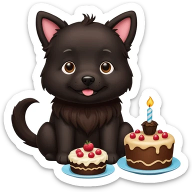Tea and cake black dog sticker