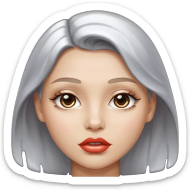 slightly parted lips, silver chrome material, glossy wet shine, seductive aesthetic sticker