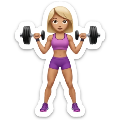 full body strong lean woman lifting dumbbells with her arms performing bicep curl sticker