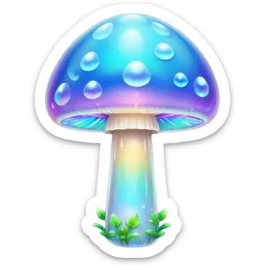 opal crystal mushroom with a glowing stem sticker