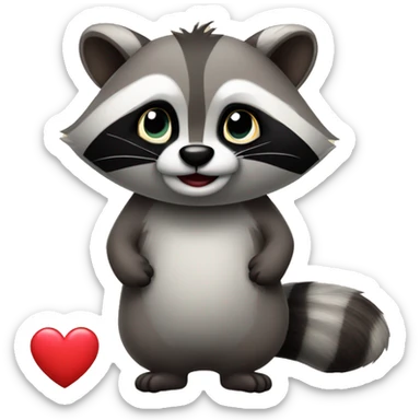 racoon wirh heart sticker