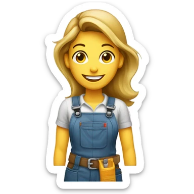 young female carpenter very happy sticker