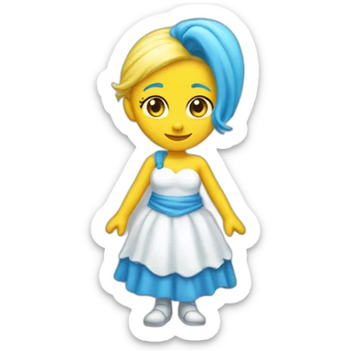smurfette, blue skin, yellow hair, white dress sticker