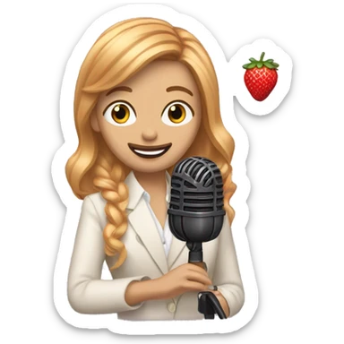 Podcast Host Emoji with microphone and strawberry blond hair sticker
