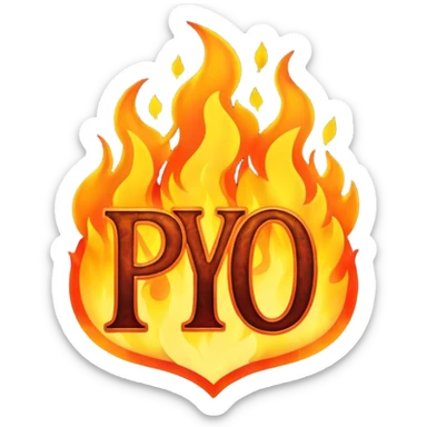 Can you make a banner that says PYRO in gothic letters, the letters should also be on fire  sticker
