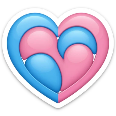 Pink or blue heart mixe one heart half pink half blue doi connect ho heart sticker