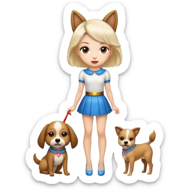 Girl dressed like a dog and in short skirt and short top and heels sticker