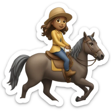 Une très jeune fille sur un cheval sticker