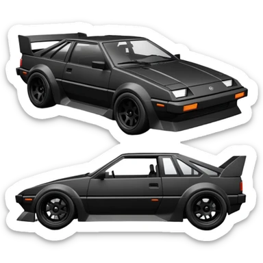  Venom’s aerodynamic opulent dark  futuristic concept loosely based on Toyota 1986 AE86 (flat long straight faceted mechanical body) lightweight stealthy street hot rod  sticker