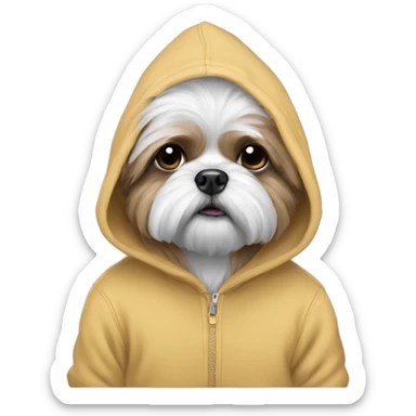 Shitzu wearing hoodie sticker
