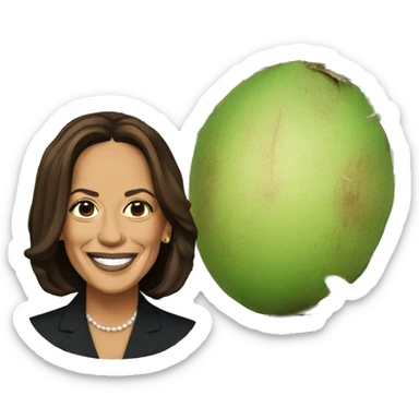 Kamala Harris next to a coconut tree sticker