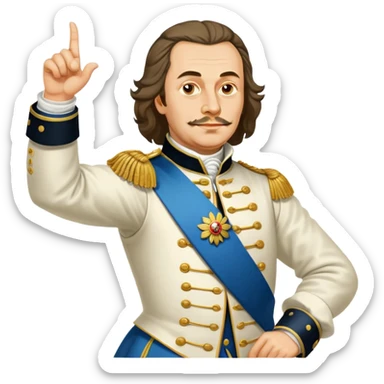 Peter the Great, Russian emperor, pointing to the right with his arm extended sticker
