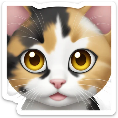 Tiny calico kitten with yellow eyes  sticker