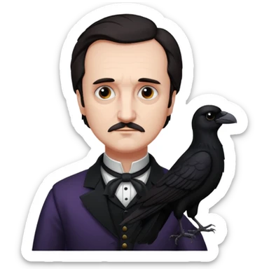 Edgar Allen Poe with Raven sticker