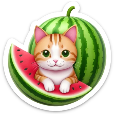 Cat in a watermelon. sticker
