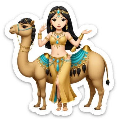 black hair belly dancer with camel sticker