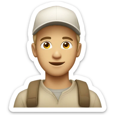 "Young man, white with  wearing a beige cap." sticker
