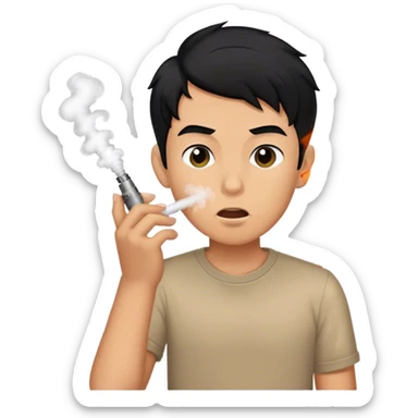 black hair tan boy vaping  sticker