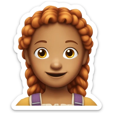 Pippi longstocking smiling with light dark skin and dark eyes, all hair visible sticker